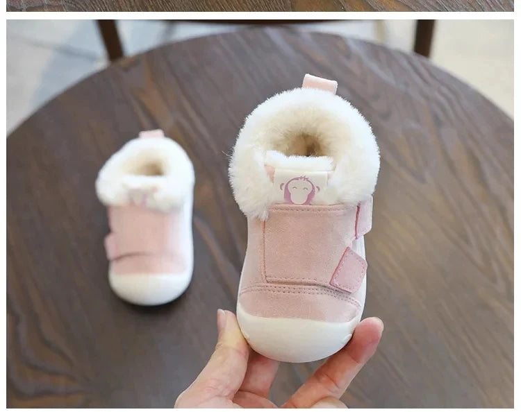 Bottines Bébé – Cuir Suédé & Doublure Chaude – Modèle Flocon