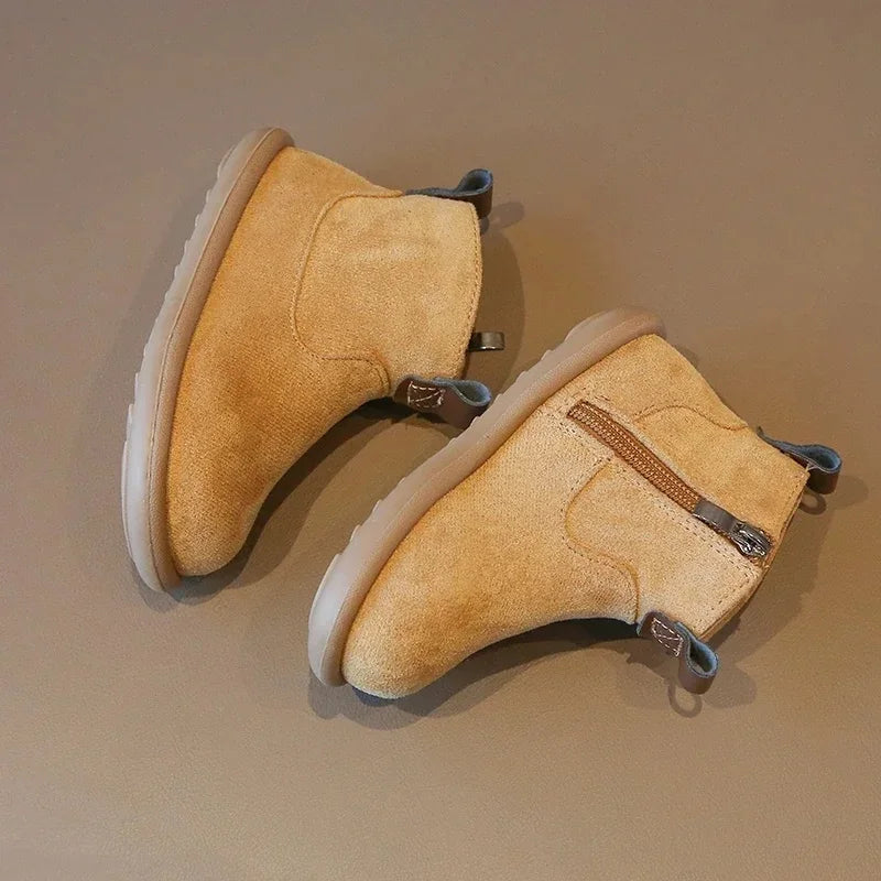 Bottines Bébé Premiers Pas – Cuir Suédé & Semelle Souple – Modèle Châtaigne
