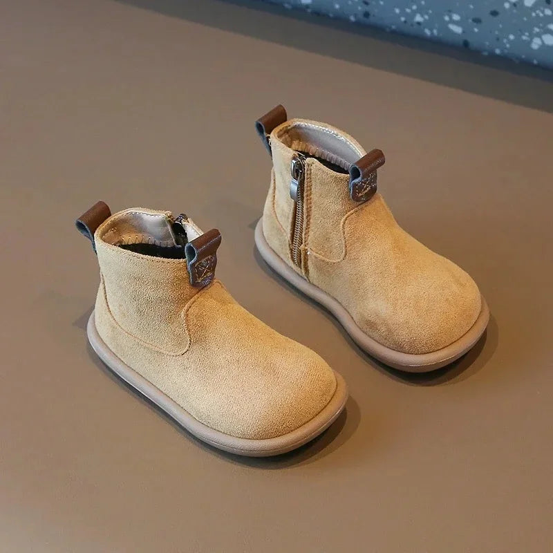 Bottines Bébé Premiers Pas – Cuir Suédé & Semelle Souple – Modèle Châtaigne