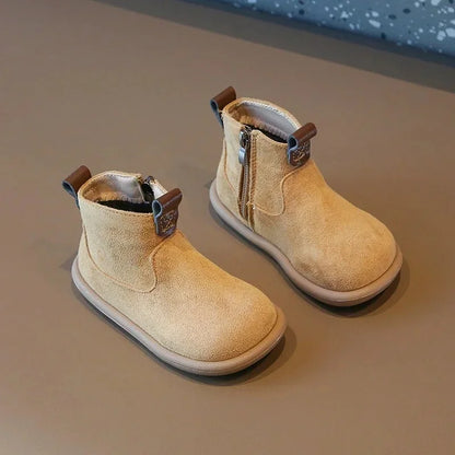 Bottines Bébé Premiers Pas – Cuir Suédé & Semelle Souple – Modèle Châtaigne