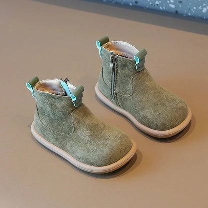 Bottines Bébé Premiers Pas – Cuir Suédé & Semelle Souple – Modèle Châtaigne