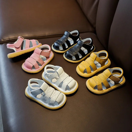 Sandales Bebe Premiers Pas en Cuir – Souples, Anti-Chocs & Respirantes – Modele Petit Soleil